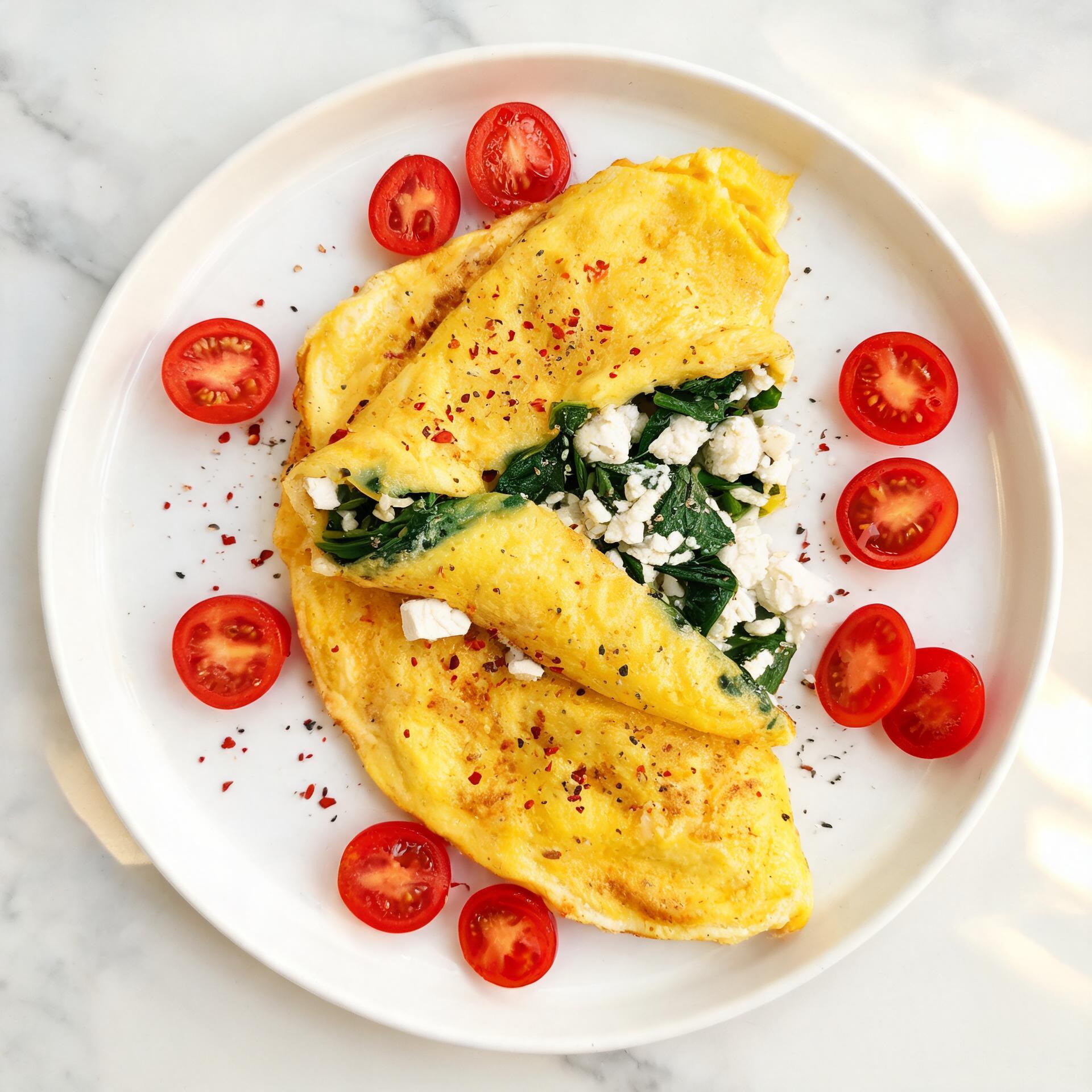 Eiwitrijke omelet met spinazie en feta
