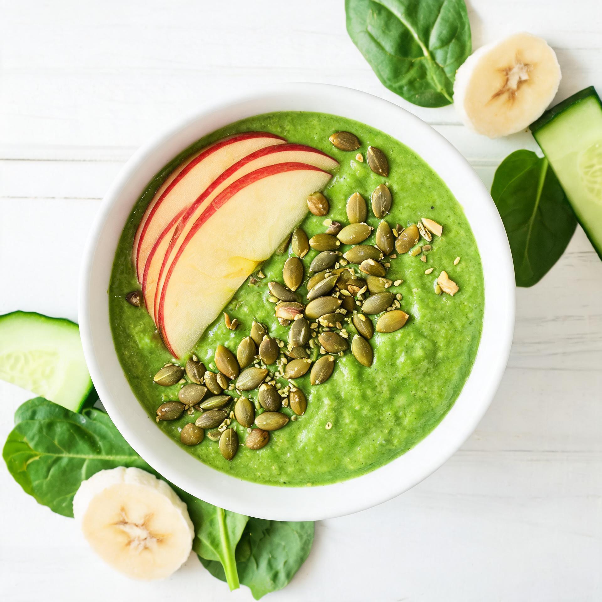 Groene smoothie bowl met banaan en spinazie